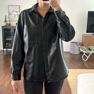 Black faux leather jacket/top